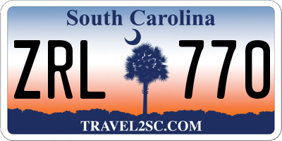 SC license plate ZRL770