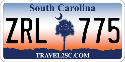 SC license plate ZRL775