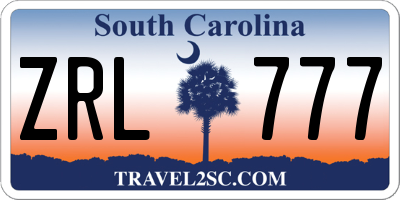 SC license plate ZRL777