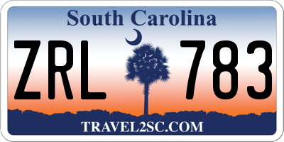 SC license plate ZRL783