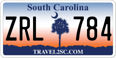 SC license plate ZRL784