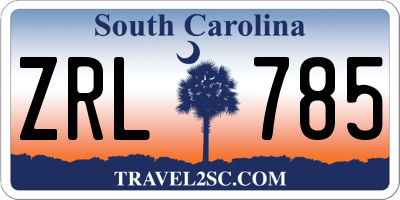 SC license plate ZRL785