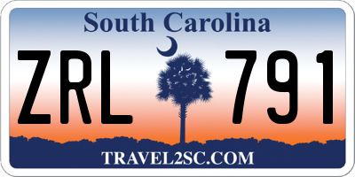 SC license plate ZRL791