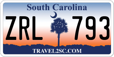 SC license plate ZRL793