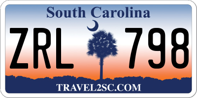 SC license plate ZRL798