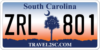 SC license plate ZRL801