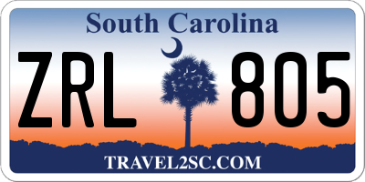 SC license plate ZRL805
