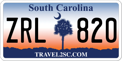 SC license plate ZRL820