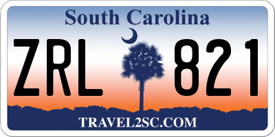 SC license plate ZRL821