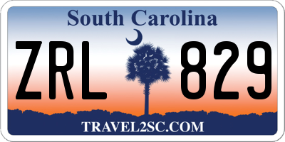 SC license plate ZRL829