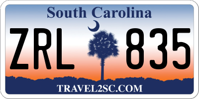 SC license plate ZRL835