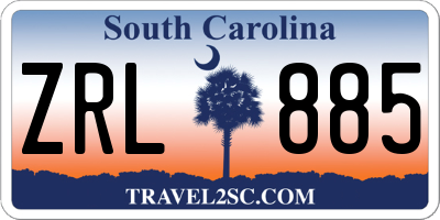 SC license plate ZRL885