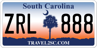 SC license plate ZRL888