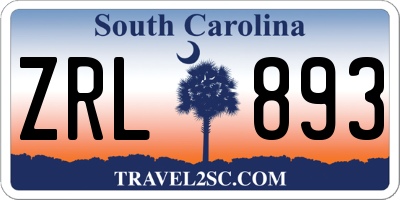 SC license plate ZRL893
