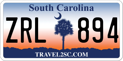 SC license plate ZRL894