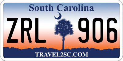 SC license plate ZRL906