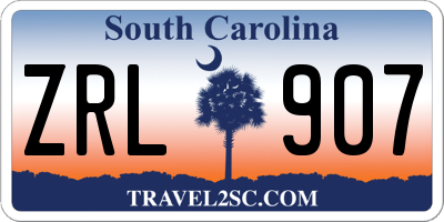 SC license plate ZRL907