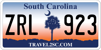 SC license plate ZRL923