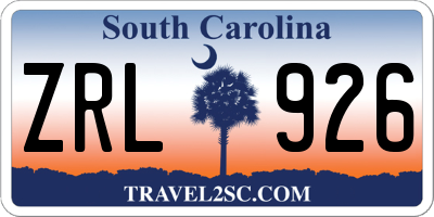 SC license plate ZRL926