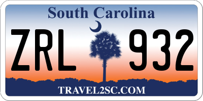 SC license plate ZRL932