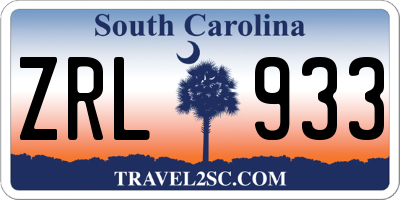 SC license plate ZRL933