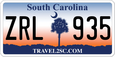 SC license plate ZRL935