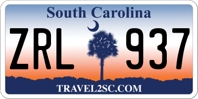 SC license plate ZRL937