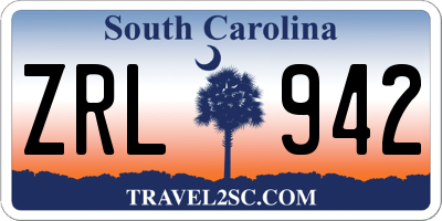SC license plate ZRL942