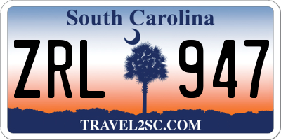 SC license plate ZRL947