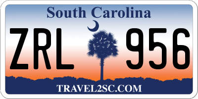 SC license plate ZRL956