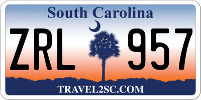 SC license plate ZRL957