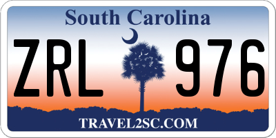 SC license plate ZRL976