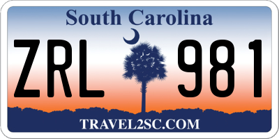 SC license plate ZRL981