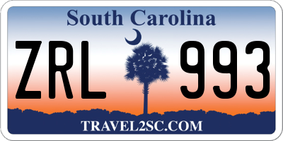 SC license plate ZRL993