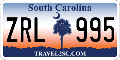 SC license plate ZRL995