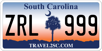 SC license plate ZRL999
