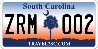 SC license plate ZRM002