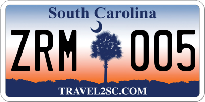 SC license plate ZRM005