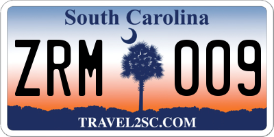 SC license plate ZRM009