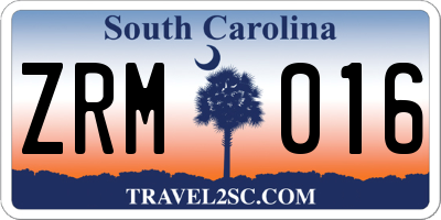SC license plate ZRM016