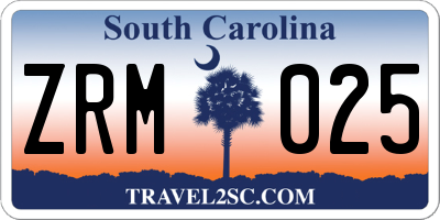 SC license plate ZRM025