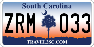 SC license plate ZRM033