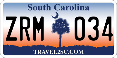 SC license plate ZRM034