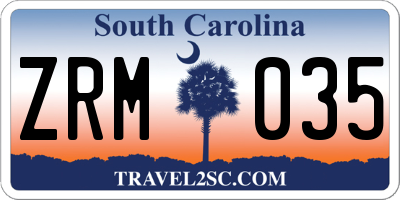 SC license plate ZRM035