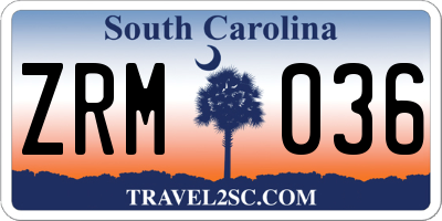 SC license plate ZRM036