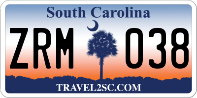 SC license plate ZRM038