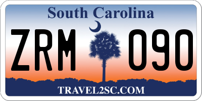 SC license plate ZRM090