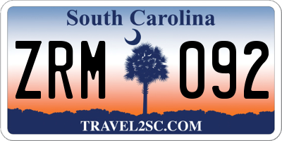 SC license plate ZRM092