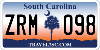 SC license plate ZRM098