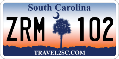 SC license plate ZRM102